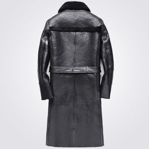 Authentic Double Breasted Sheepskin Trench Coat for Men