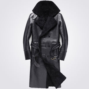 Authentic Double Breasted Sheepskin Trench Coat for Men