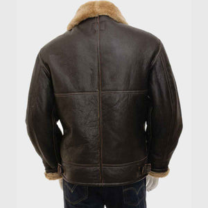 Aviator Brown Mens Shearling Leather Jacket