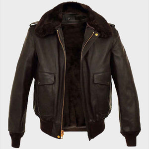 Aviator Brown Shearling A2 Bomber Leather Jacket for Mens