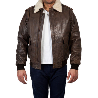 Aviator Leather Bomber Jacket Men