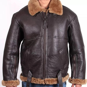 Mens Brown Raf Aviator Leather Jacket