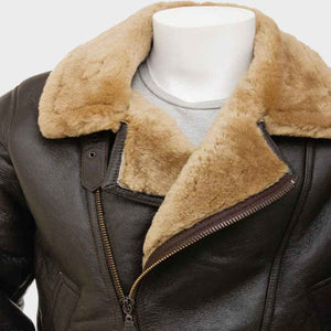 Aviator Mens Brown Leather Shearling Jacket