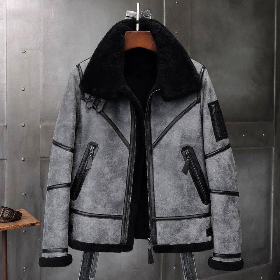 B3 Bomber Jacket Grey Shearling Jacket