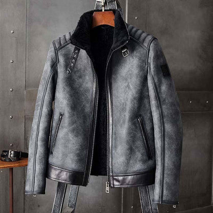 B3 Bomber Jacket Grey Shearling Coat