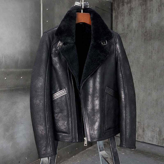 Mens B3 Bomber Jacket Shearling Motorcycle Jacket - Fashion Leather Jackets USA - 3AMOTO