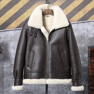 Mens Classic B3 Sheepskin Bomber Shearling Leather Jacket