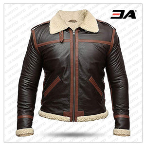 B3 Aviator Leather Jacket Mens – Genuine Lambskin Real Leather Jacket Faux Fur - 3A MOTO LEATHER