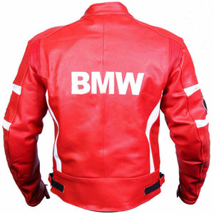 BMW Red Racing Leather Motorcycle Jacket