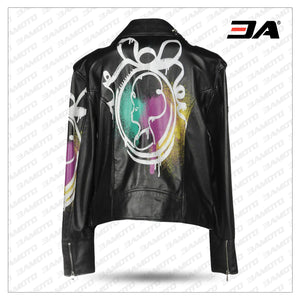 Cheap Women Printed Leather Jacket