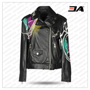 Women Boutique Printed Leather Jacket