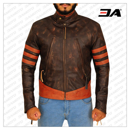 X-Men Wolverine Brown Leather Jacket: A rugged brown leather jacket inspired by Wolverine, perfect for cosplay or everyday wear.