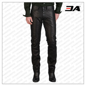 BUSINESS PATTERN BUTTON CLOSURE LEATHER PANTS