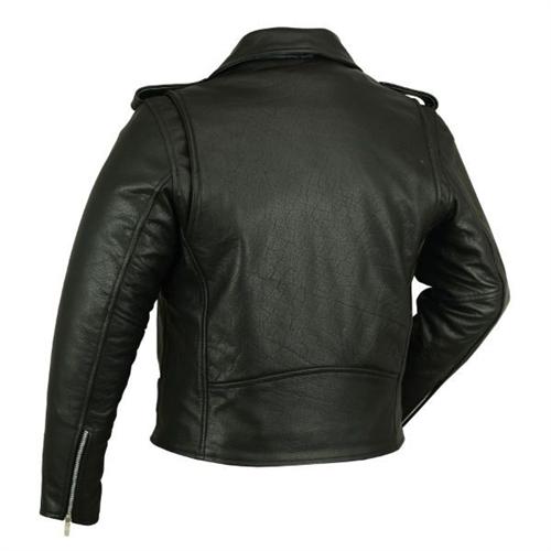 Basic Men's Leather Motorcycle Jacket - Classic Biker Jacket