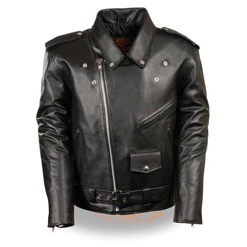 Basic Men's Leather Motorcycle Jacket - Classic Biker Jacket