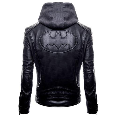 Batman Hoodie Genuine Biker Real Leather Jacket