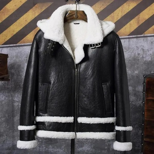 Mens Brown B3 B6 Sheepskin Shearling Bomber Jacket