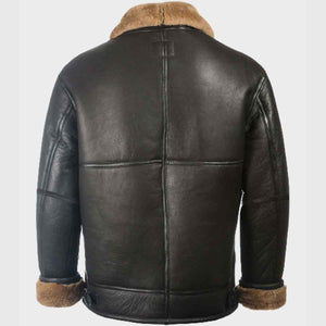 Black B3 Sheepskin Shearling Leather Jacket for Mens