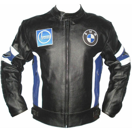 Black BMW Motorbike Racing Leather Jacket - 3amoto shop