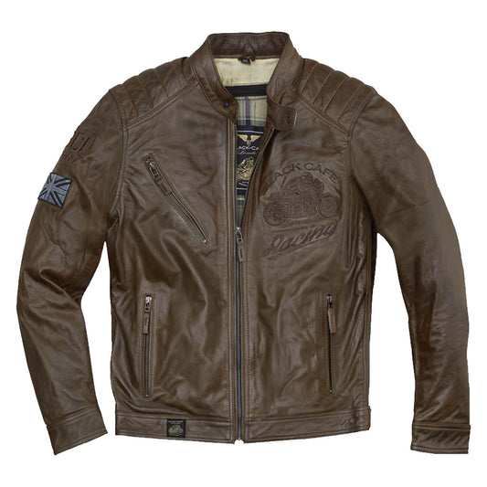 Black Cafe London Houston Motorcycle Leather Jacket For Mens - Fashion Leather Jackets USA - 3AMOTO
