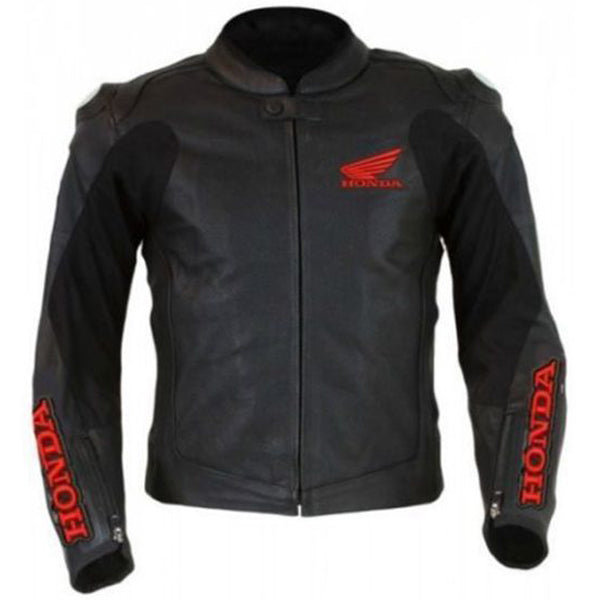 Black Honda Motorbike Style Leather Jacket