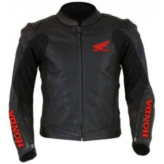 Black Honda Motorbike Style Leather Jacket - Fashion Leather Jackets USA - 3AMOTO