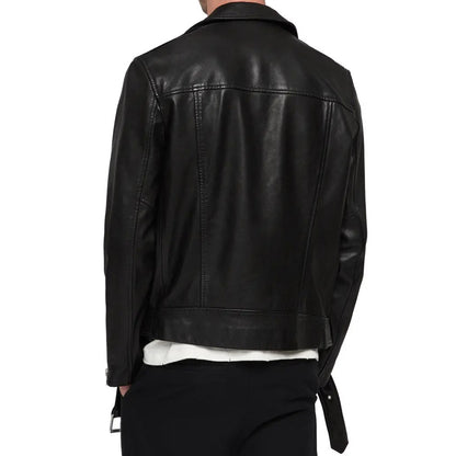 Black Leather Biker Jacket For Men