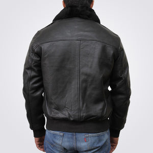 Black Leather Bomber Jacket Men's