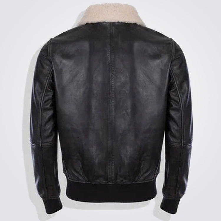 Buy Men's V Bomber Jacket - Black (Off White Fur) - 3AMOTO