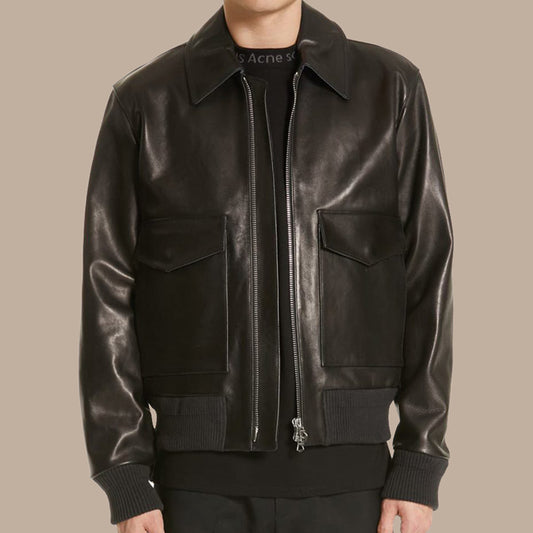 Black Leather Jacket for Men - 3amoto shop