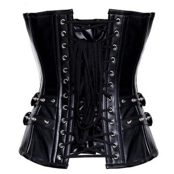 Brown Leather Corset Underbust Gothic Spartilho Latex Waist