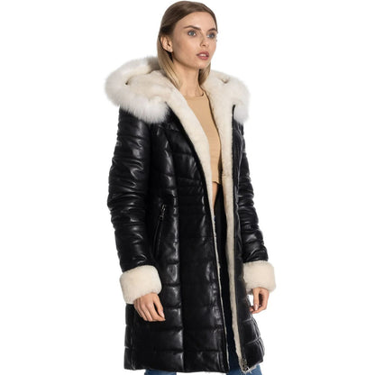 Black Leather Puffer Coat