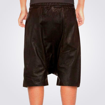 Black Leather Shorts for Men