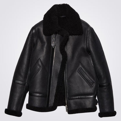 Black Shearling Aviator Jacket