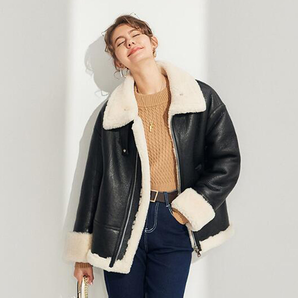 Black Shearling Coat Women