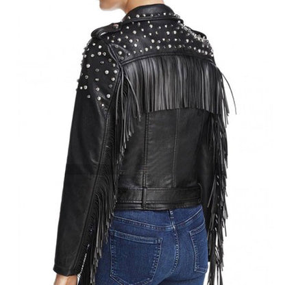 Black Studded Biker Leather Jacket