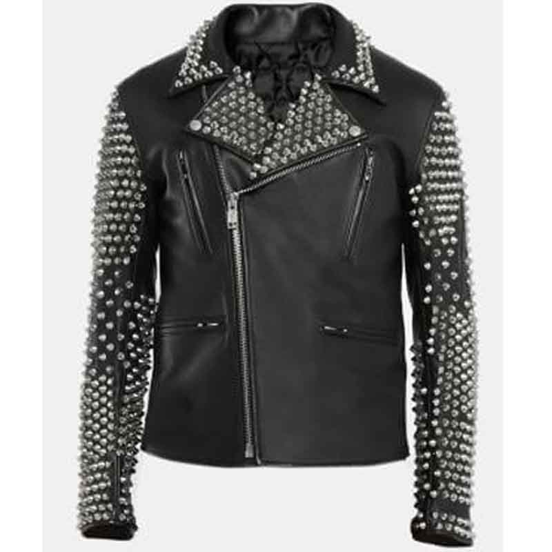 Black Studded Leather Jacket Mens