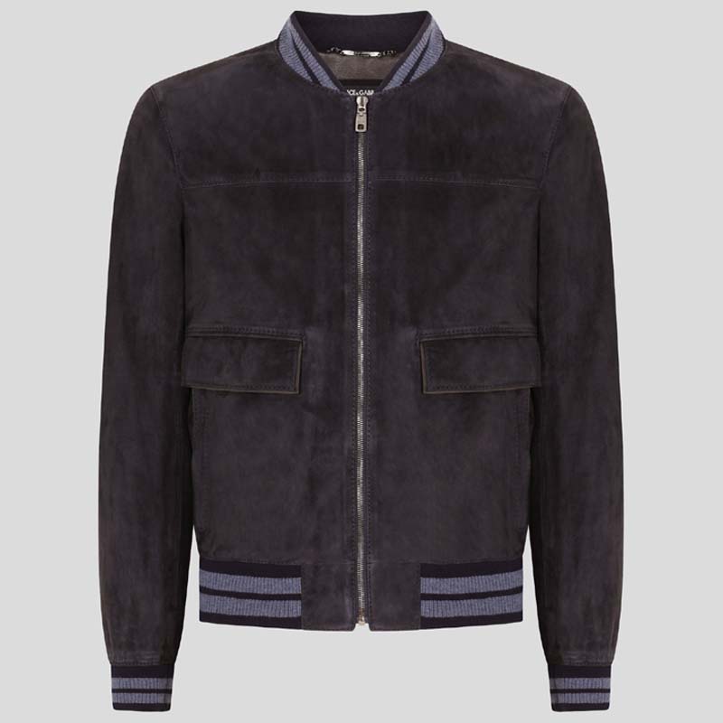 Black Suede Bomber Leather Jacket