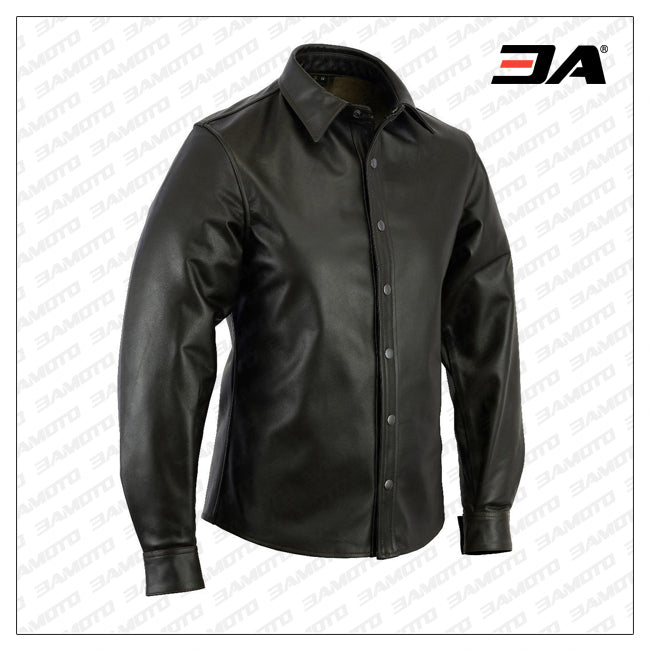 Black Leather Shirt for Men