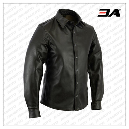 Black Leather Shirt for Men