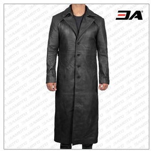 Jackson Black Mens Leather Duster Overcoat
