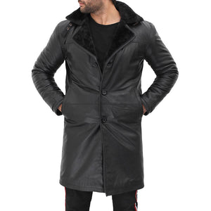 Black Long Fur Leather Coat