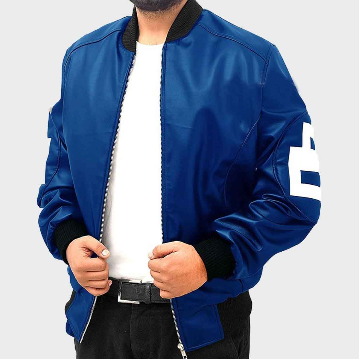 Blue Leather Jacket Mens