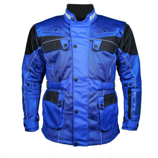Blue Cool Rider Motorcycle Mesh Jacket - 3A MOTO LEATHER - Fashion Leather Jackets USA - 3AMOTO
