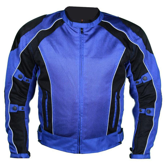 Blue Summer Joy Motorcycle Mesh Jacket - 3A MOTO LEATHER - Fashion Leather Jackets USA - 3AMOTO