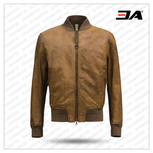 Bomber Brown Fashion Men Leather Jackets - 3A MOTO LEATHER