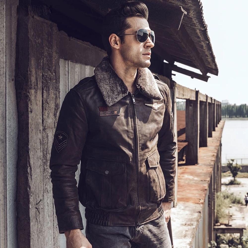 Leather Bomber Jacket For Men