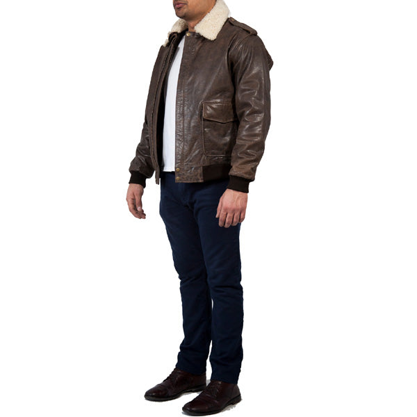 Aviator Leather Bomber Jacket Men