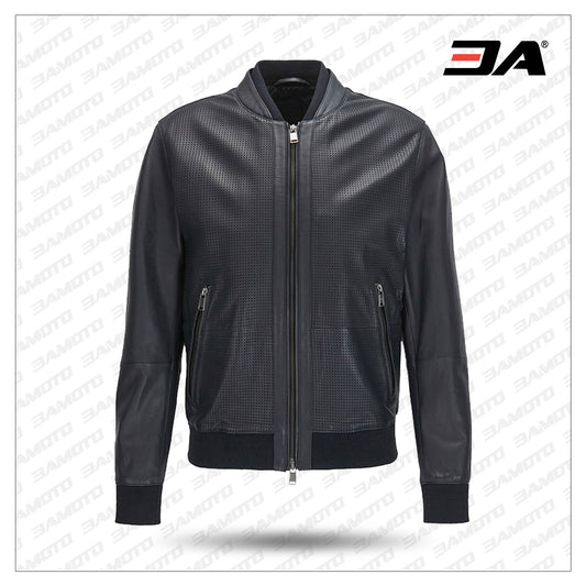 Bomber Jacket in Perforated Leather - 3A MOTO LEATHER - 3amoto shop