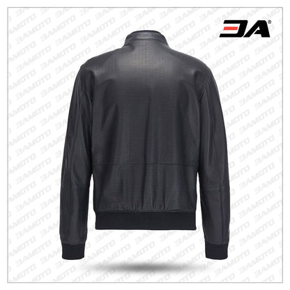 Bomber Jacket in Perforated Leather - 3A MOTO LEATHER